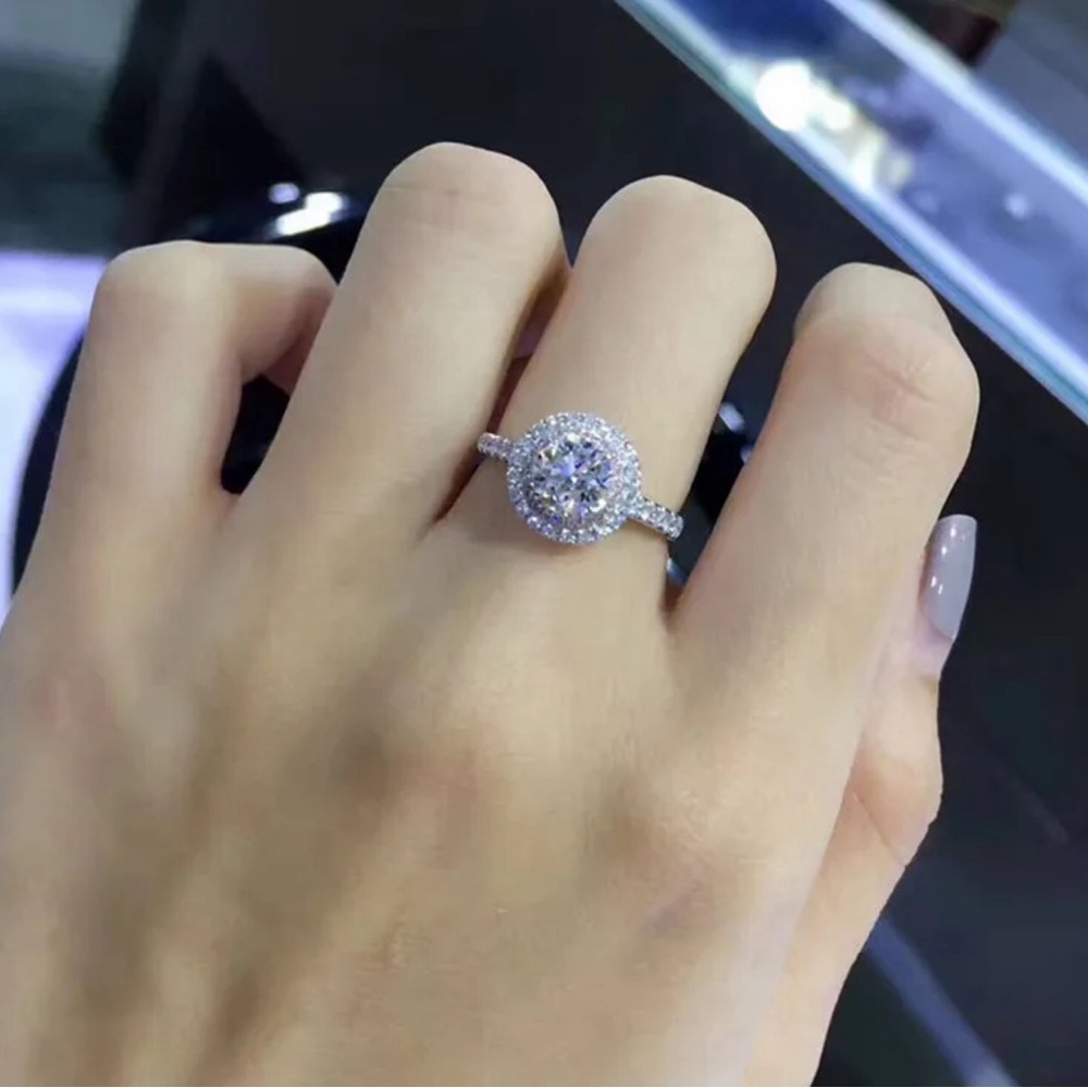 NEW 1.6 CT PRINCESS CUT 925 STERLING DIAMOND PAVE RING